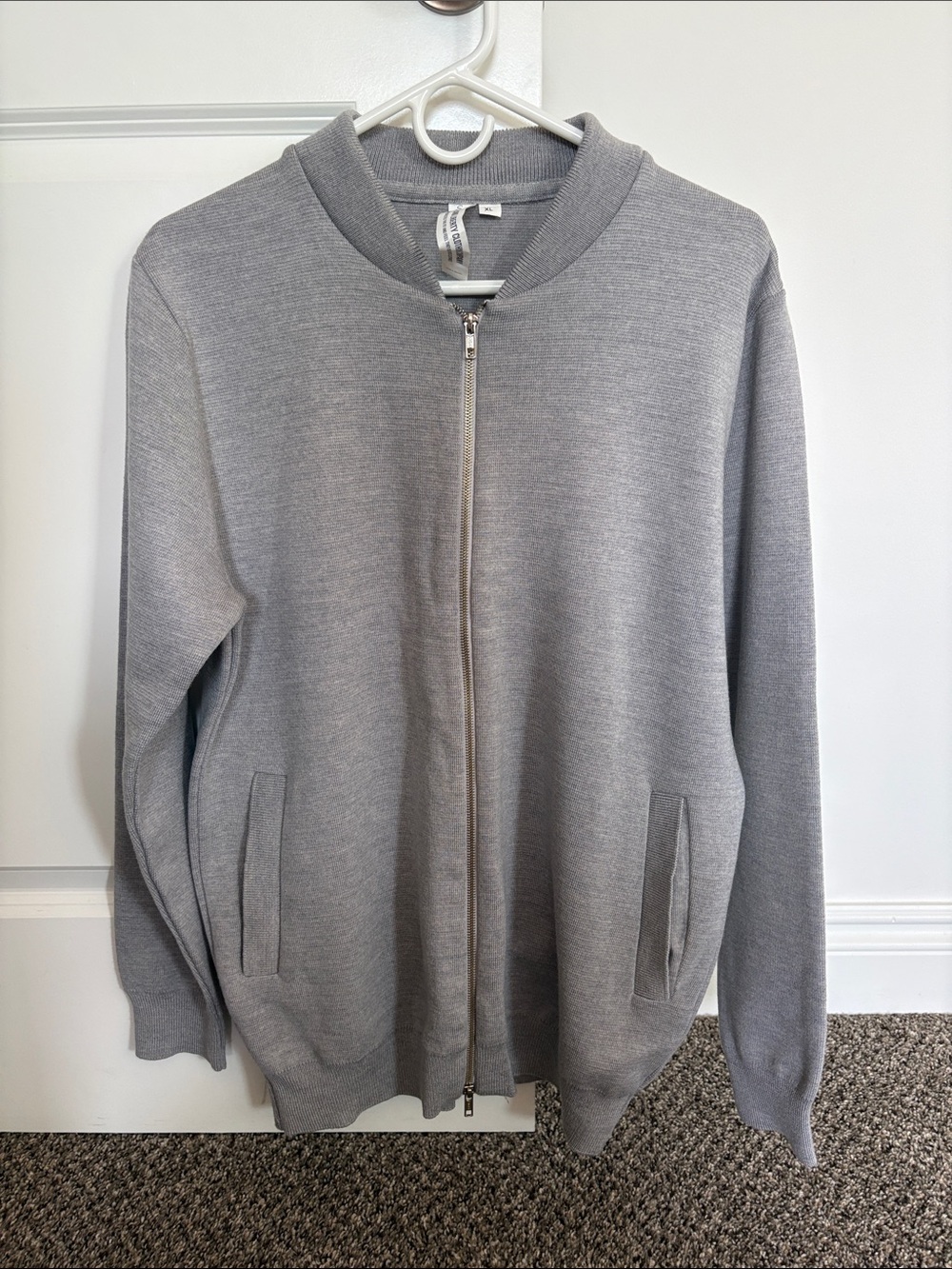 State & Liberty: Men's Gray Full-Zip Bomber Sweater